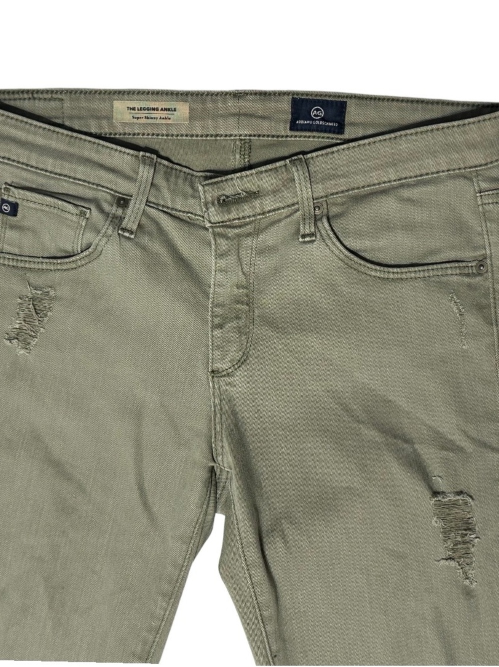 Adriano Goldschmied The Legging Ankle 27R Olive Green Jean